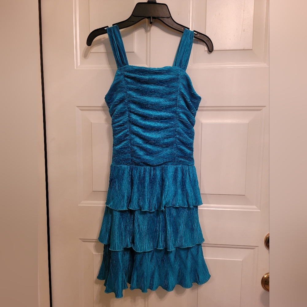 Party time! NWT Girls fun & soft Teal stretchy  tank dress. Lined size 12 Philly